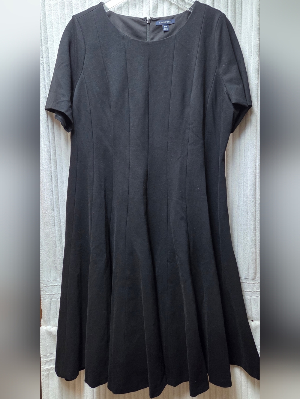 Lands' End Black A-Line Short Sleeve Dress